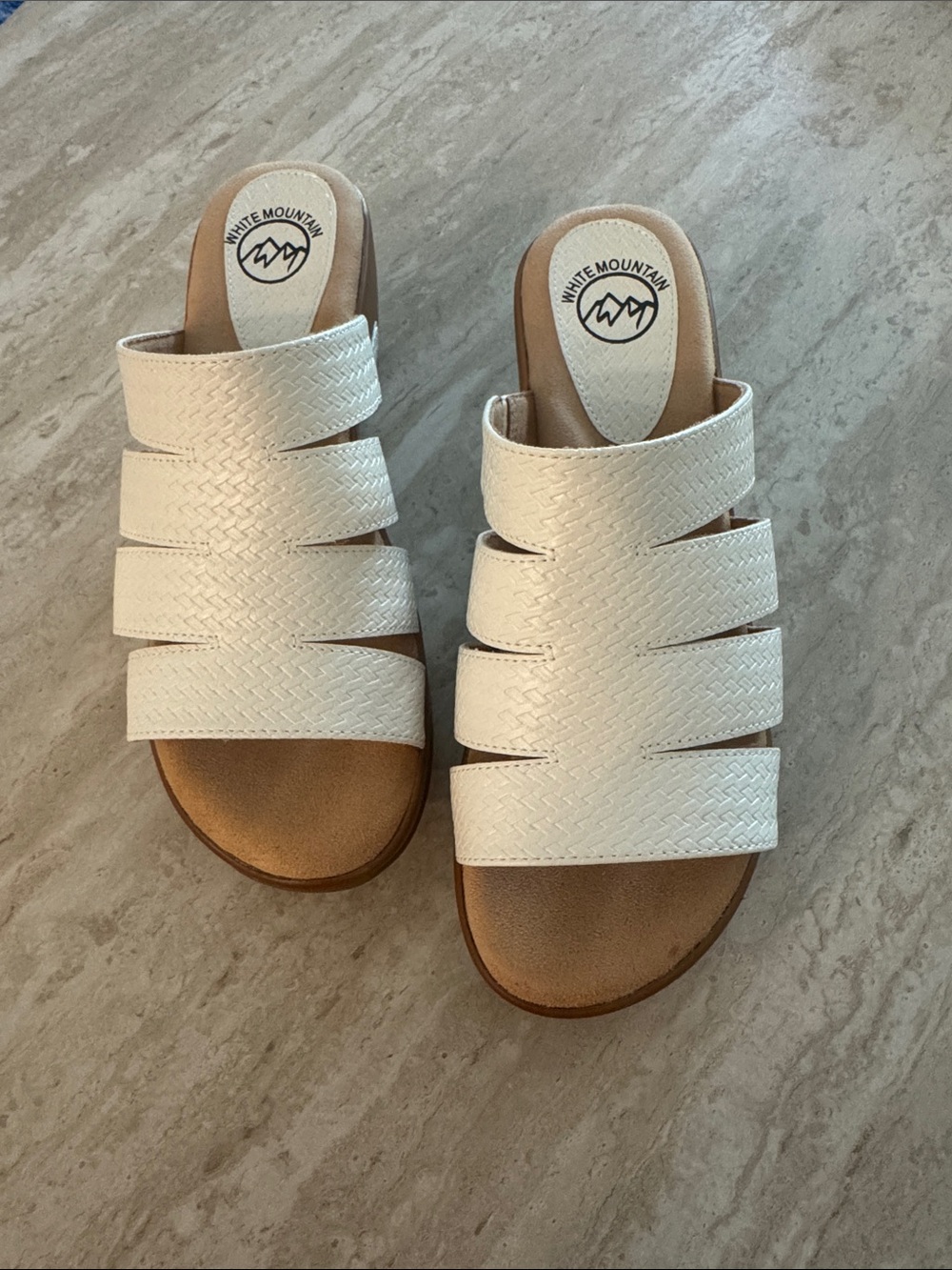 Brand New White Mountain Women's White Braided Multi-Strap Slide Sandal